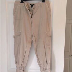 White House Black Market Tan Cargo Pants with Elastic Cuffs
